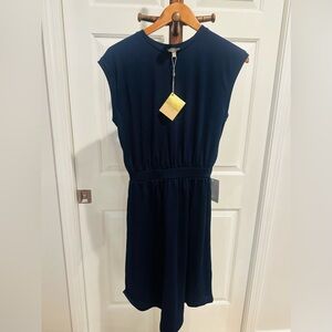 Dual Nature Navy Cap Sleeve Elastic Waist Dress Women XS NWT